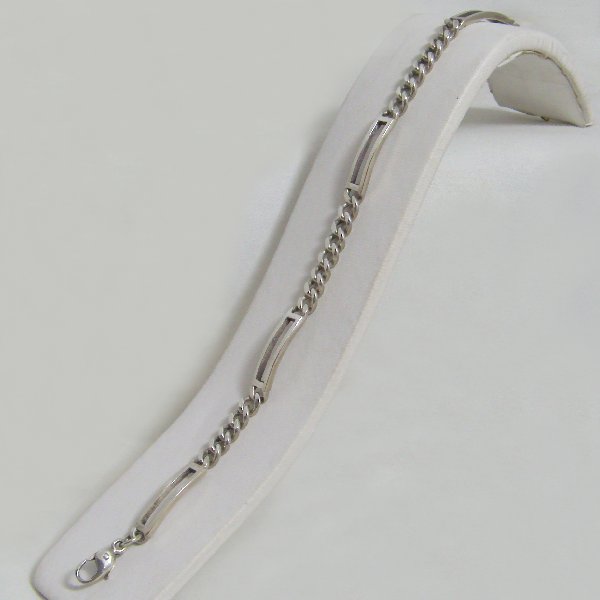 (b1276)Pulsera de plata Grumet y eslabones rectangulares.