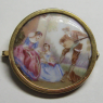 (bro1223)Prendedor antiguo de oro y porcelana pintada. Limoges F