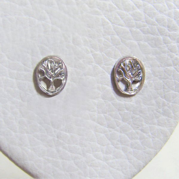 (e1453)Silver earrings motif Tree of Life.