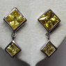 (e1377)Aros de plata con piedras en forma de rombo amarilla.