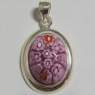 (p1281)Colgante de plata con una piedra oval de color rosa tipo