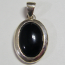 (p1287)Silver pendant with black oval stone.