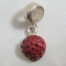 (p1360)Silver pendant motif enamel strawberry.