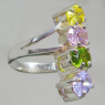 (r1173)Silver ring with 4 oval stones.