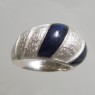 (r1242)Anillo de plata con esmalte azul.