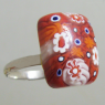 (r1246)Silver ring with flower scenery.