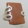 (r1255)Silver ring with rectangular brown stone.