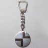 (kc1810)Llavero de plata Belgiorno con medalla circular llana.
