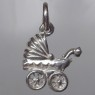 (p1594)Silver pendant motif baby carriage.