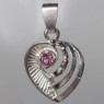 (p1600)Silver pendant motif asymetrical heart.