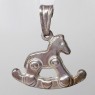 (p1602)Silver pendant motif rocking horse.