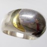 (r1560)Silver ring Bombe-type with gold appliques.