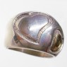 (1612)Silver ring with gold appliques motif hearts.